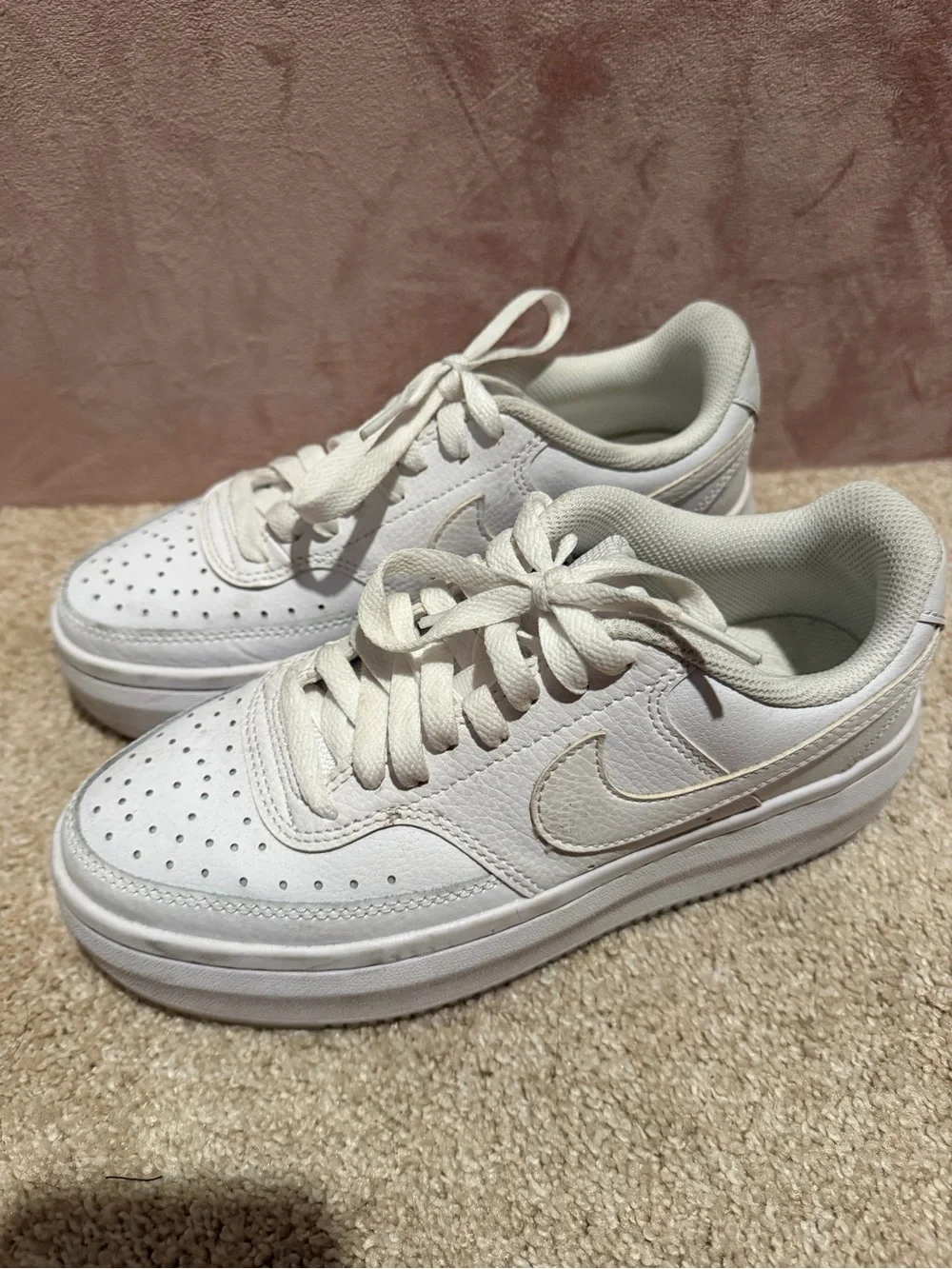 Nike White Platform Sneakers - Women's Elevated Lace-Up